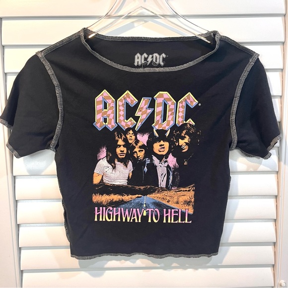 Tops | Vintage Look Acdc Crop Top | Poshmark